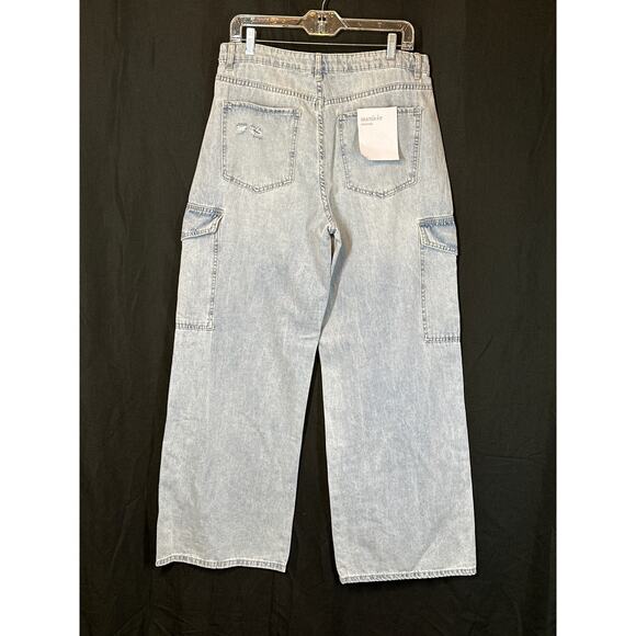 INDIGO REIN NWT Jeans  Sz 15 Distressed Lt Denim Cargo Wide Leg Skater Fit - Picture 5 of 12